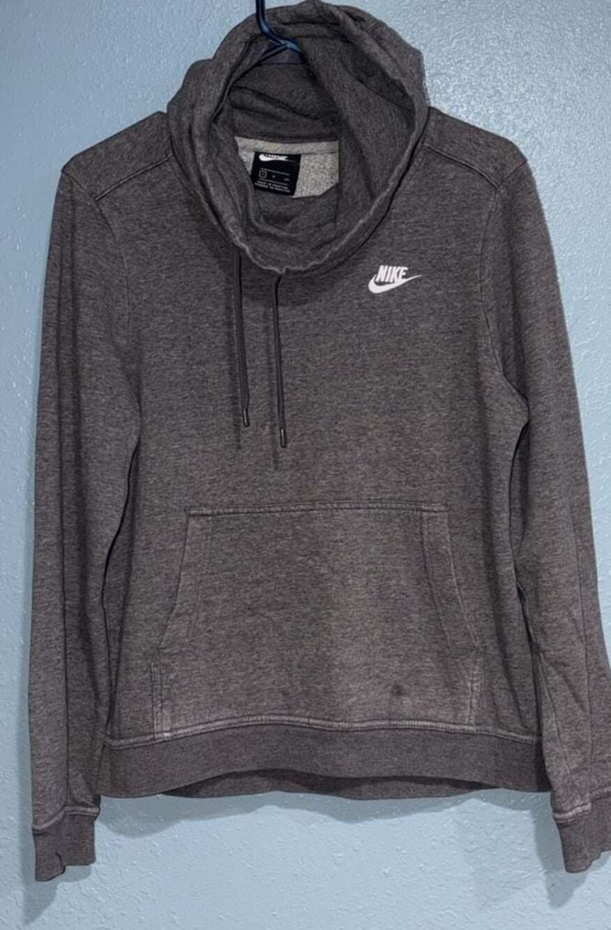 Nike Women's Sportswear Funnel Neck Pullover Hoodie in Charcoal Grey